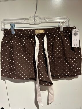 Hollister Women's Satin Tie Flannel Mini Shorts Brown